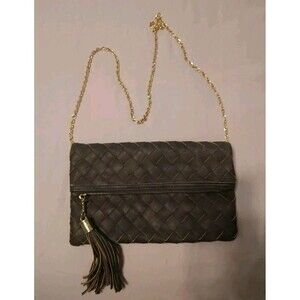 Urban Expressions Leather Weaved Dark Gray Crossbody Boho Hippie